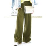56カーキ | セルフカットプリーツワイドパンツ♪M~LL楽ちん裾カットレディース 春夏秋冬 | and it