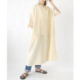 ナチュラルベージュ | インドコットンリネンシャツワンピース ワンピース ロング | and it