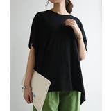 ブラック | コットンスラブイレギュラーヘムカットソー カットソー レディース | and it 