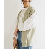ベージュ | Vネックボタンニットベスト ベスト ニット | and it