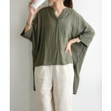 カーキ | 接触冷感スラブバックロングシャツ シャツ レディース | and it 