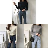 リブニット 長袖  ハイネック 無地 シンプル レディース 秋新作 | And Kawaii | 詳細画像2 