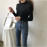 リブニット 長袖  ハイネック 無地 シンプル レディース 秋新作 | And Kawaii | 詳細画像5 