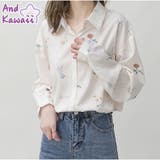 シャツ 長袖 花柄シフォン 可愛い 韓国風 | And Kawaii | 詳細画像1 