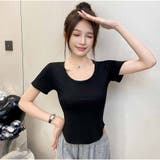Tシャツ 半袖 Uネック ショート丈 レディース2023新しい 春夏 | And Kawaii | 詳細画像17