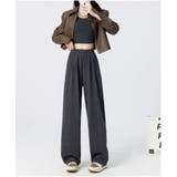 グレー | ワイドパンツ カジュアル ハイウエスト | And Kawaii