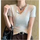 グレー | Tシャツ きれいめ 半袖 トップス カジュアル 韓国 | And Kawaii