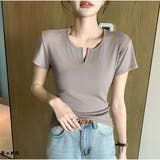 キャメル | Tシャツ きれいめ 半袖 トップス カジュアル 韓国 | And Kawaii