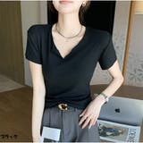 ブラック | Tシャツ きれいめ 半袖 トップス カジュアル 韓国 | And Kawaii