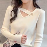 リブニット 春秋 フロントオープン Vネック 長袖ニットソー ベーシック | And Kawaii | 詳細画像9 