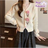 花刺繍ニットカーディガン 3D フラワーニット 長袖 セーター 韓国風 秋 冬 | And Kawaii | 詳細画像12