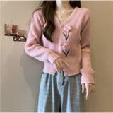 花刺繍ニットカーディガン 3D フラワーニット 長袖 セーター 韓国風 秋 冬 | And Kawaii | 詳細画像8