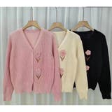 花刺繍ニットカーディガン 3D フラワーニット 長袖 セーター 韓国風 秋 冬 | And Kawaii | 詳細画像6
