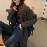 ニットカーディガン 秋服 ロングカーディガン ケーブル編みニットカーディガン | And Kawaii | 詳細画像14 