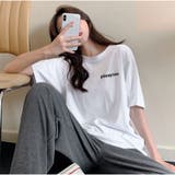 Tシャツ  コットン半袖 夏 ゆったり ロゴプリント トップス | And Kawaii | 詳細画像11 