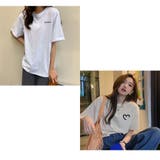Tシャツ  コットン半袖 夏 ゆったり ロゴプリント トップス | And Kawaii | 詳細画像3 