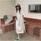 ホワイト | Tシャツワンピース 前後ロゴプリント ミモレワンピ | And Kawaii