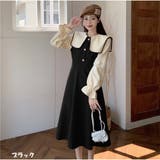 ブラック | ワンピース 長袖 レトロ風 | And Kawaii