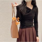 Tシャツトップス 春新作 斜め襟 無地長袖インナー 韓国ファッション | And Kawaii | 詳細画像8 