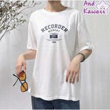 ロゴプリント 半袖Tシャツ カジュアル 韓国 ゆったり tシャツトップス | And Kawaii | 詳細画像1