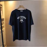 ネイビー | ロゴプリント 半袖Tシャツ カジュアル 韓国 ゆったり tシャツトップス | And Kawaii
