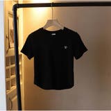 ブラック | 半袖Tシャツ カジュアル ショート丈 夏服 レディース 韓国ファッション | And Kawaii