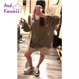ボーダーTシャツ 長袖Tシャツ ビッグシルエット ゆったり カジュアル 韓国風 | And Kawaii | 詳細画像3 
