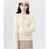 ニット 丸首 Vネック トップス 秋冬 セーター あったか 韓国 | And Kawaii | 詳細画像10 