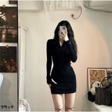 ブラック | ニットワンピース 長袖 ミディアム丈 | And Kawaii