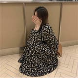 花柄 ロングワンピース Vネック 長袖 花柄カジュアルワンピース 韓国風 | And Kawaii | 詳細画像10