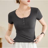 リブフィット半袖Tシャツ 前ボタン付き 韓国風 | And Kawaii | 詳細画像8