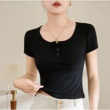 リブフィット半袖Tシャツ 前ボタン付き 韓国風 | And Kawaii | 詳細画像12