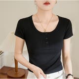リブフィット半袖Tシャツ 前ボタン付き 韓国風 | And Kawaii | 詳細画像14