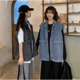 韓国ファッション ビックシルエットポケットデニムベスト ゆったりシルエット | And Kawaii | 詳細画像8