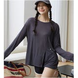 ダークグレー | カットソートップス 長袖 無地 薄手 シンプル 柔らかなカットソー 羽織り | And Kawaii