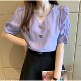 パープル | シフォンシャツ ブラウス 半袖 | And Kawaii