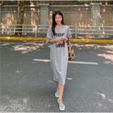 グレー | ワンピース 半袖 膝丈ワンピ レディース ロゴワンピース 夏服 | And Kawaii