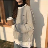 長袖カジュアルパーカー 重ね風 ボーダー柄 | And Kawaii | 詳細画像7 