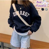 長袖カジュアルパーカー 裏起毛 トレーナ ロゴパーカー | And Kawaii | 詳細画像1 