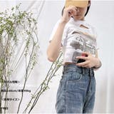 ショート丈Tシャツ ロゴプリント ミニ丈へそ見え半袖 ロゴTシャツ トップス | And Kawaii | 詳細画像5 