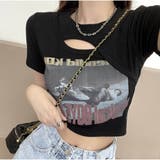 ショート丈Tシャツ ロゴプリント ミニ丈へそ見え半袖 ロゴTシャツ トップス | And Kawaii | 詳細画像17 
