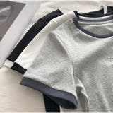 バイカラーTシャツ ロゴTシャツ 半袖 ショート丈 カジュアル 夏服 | And Kawaii | 詳細画像5