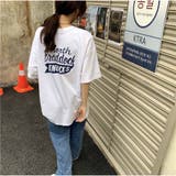 半袖Tシャツ クルーネック 前後ロゴプリント ゆったりトップス | And Kawaii | 詳細画像5 