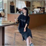 ワンピース ミディアム丈 ロゴＴシャツワンピース 半袖 韓国ファッション | And Kawaii | 詳細画像2 