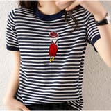半袖ボーダーニット Tシャツ トップス カットソー 切り替え レディース | And Kawaii | 詳細画像14 