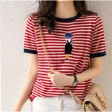 半袖ボーダーニット Tシャツ トップス カットソー 切り替え レディース | And Kawaii | 詳細画像15 