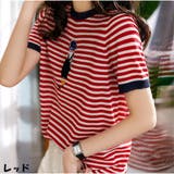 半袖ボーダーニット Tシャツ トップス カットソー 切り替え レディース | And Kawaii | 詳細画像2 