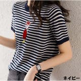 半袖ボーダーニット Tシャツ トップス カットソー 切り替え レディース | And Kawaii | 詳細画像3 
