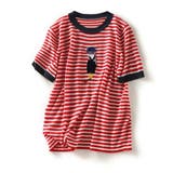  レッド | 半袖ボーダーニット Tシャツ トップス カットソー 切り替え レディース | And Kawaii