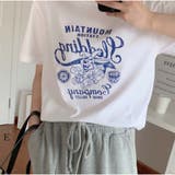 E | Tシャツ ロゴプリント 体型カバー | And Kawaii